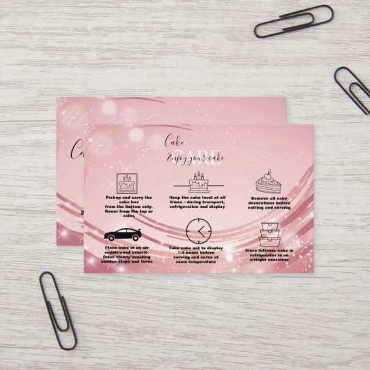 ピンクモダン金ゴールドウォーターカラーケ気にーキ 名刺 (正面/裏面インサイチュ)