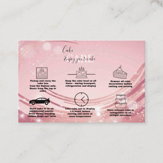 ピンクモダン金ゴールドウォーターカラーケ気にーキ 名刺 (正面)