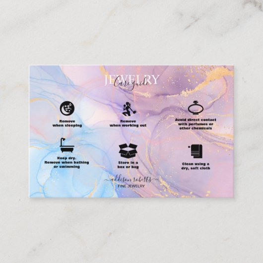 ピンクモダン金ゴールドウォーター色ジュエリー気にブシン 名刺 (正面)