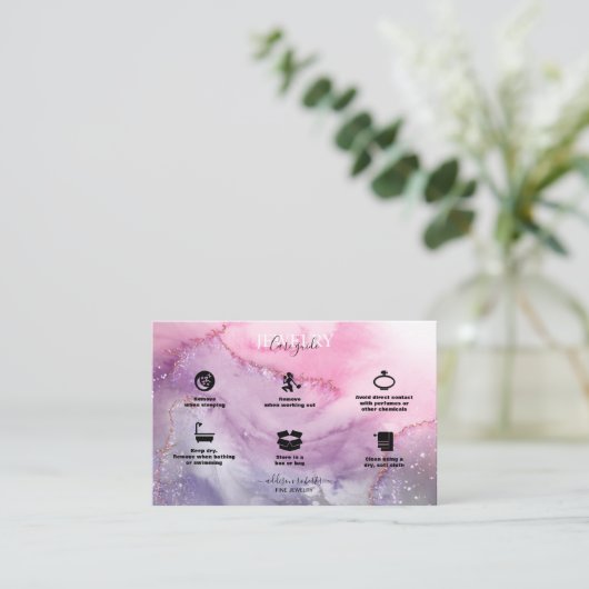 ピンクモダン金ゴールドウォーター色ジュエリー気にブシン 名刺 (スタンド正面)