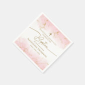 ピンクモダン金ゴールドクロスガールバプテスマ スタンダードカクテルナプキン (角)