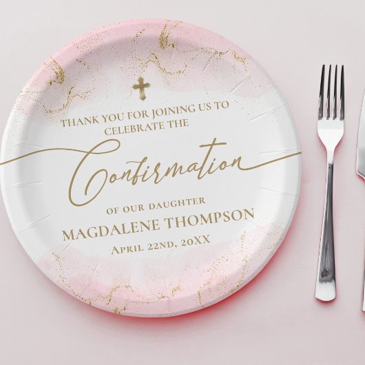 ピンクモダン金ゴールドクロスガール情報 ペーパープレート