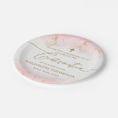 ピンクモダン金ゴールドクロスガール情報 ペーパープレート (アングル)