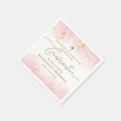 ピンクモダン金ゴールドクロスガール確認 スタンダードカクテルナプキン (角)