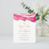 ピンクモダン金ゴールドグリッターアゲートバルミツワー 案内ポストカード (スタンド正面)