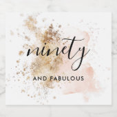 ピンクモダン金ゴールドシック90誕生日書道 リキュールボトルラベル (シングルラベル)