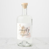 ピンクモダン金ゴールドシック90誕生日書道 リキュールボトルラベル (正面)