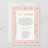 ピンクモダン金ゴールドスターズガールベビー振りかけ招待状 招待状 (正面)