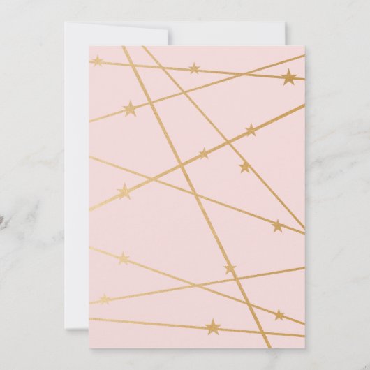 ピンクモダン金ゴールドスターズガールベビー振りかけ招待状 招待状 (裏面)