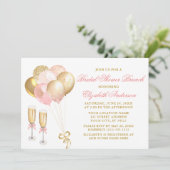 ピンクモダン金ゴールドバルーンブライダルシャワーブランチ 招待状 (スタンド正面)
