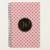 ピンクモダン金ゴールドブラックグリッター水玉模様Monogram プランナー手帳 (正面)