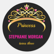 ピンクモダン金ゴールドプリンセスクラウンバースデーパーティー
