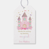 ピンクモダン金ゴールドプリンセス城誕生日 ギフトタグ (正面)