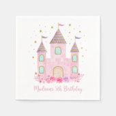 ピンクモダン金ゴールドプリンセス城誕生日 スタンダードカクテルナプキン (正面)