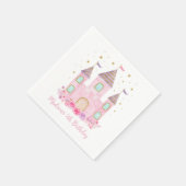 ピンクモダン金ゴールドプリンセス城誕生日 スタンダードカクテルナプキン (角)