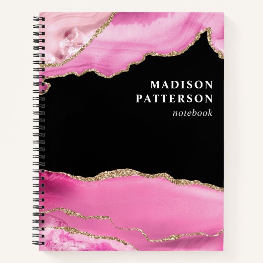 ピンクモダン金ゴールドマーブルシガーリーック名ノートブック ノートブック (正面)