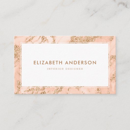 ピンクモダン金ゴールドマーブルプロフェッショナル 名刺 (正面)