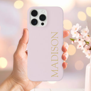ピンクモダン金ゴールドミニマリスト名モノグラム iPhone 16 PRO MAXケース