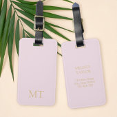 ピンクモダン金ゴールドミニマルイニシャルモノグラム ラゲッジタグ