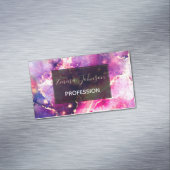 ピンクモダン金ゴールドリキッドアート抽象芸術 マグネット名刺 (インサイチュ)