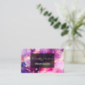 ピンクモダン金ゴールドリキッドアート抽象芸術 名刺 (スタンド正面)