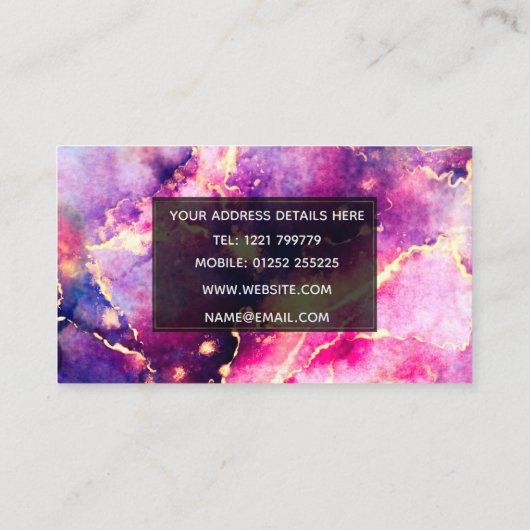 ピンクモダン金ゴールドリキッドアート抽象芸術 名刺 (裏面)