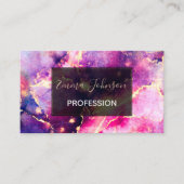 ピンクモダン金ゴールドリキッドアート抽象芸術 名刺 (正面)