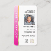 ピンクモダン金ゴールド公証人ロゴQRコードフォト 名刺 (正面)