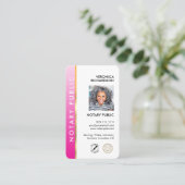 ピンクモダン金ゴールド公証人ロゴQRコードフォト 名刺 (スタンド正面)