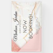 ピンクモダン金ゴールド大理石サロンマーケティング事業 横断幕 (縦)