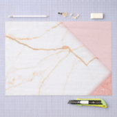 ピンクモダン金ゴールド大理石スモールビジネスパッケージ 薄葉紙 (クラフト)