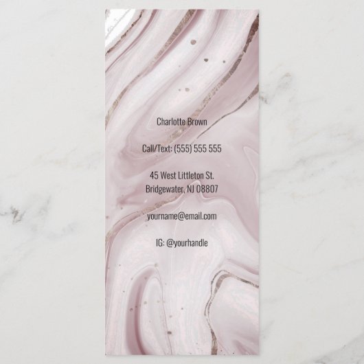 ピンクモダン金ゴールド大理石ロゴサロン価格表メニュー メニュー (裏面)