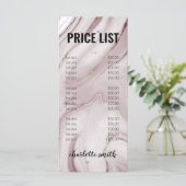 ピンクモダン金ゴールド大理石ロゴサロン価格表メニュー メニュー (スタンド正面)