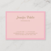 ピンクモダン金ゴールド手書きスクリプトフォントテンプレート 名刺 (裏面)