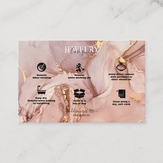 ピンクモダン金ゴールド水彩ジュエリー気に事業 名刺 (正面)