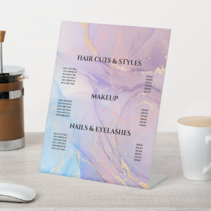 ピンクモダン金ゴールド水彩価格表台座Si 台座サイン