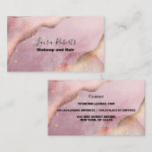 ピンクモダン金ゴールド水彩名刺 名刺 (正面/裏面)