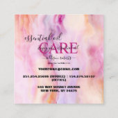 ピンクモダン金ゴールド水彩必須油気に スクエア名刺 (裏面)