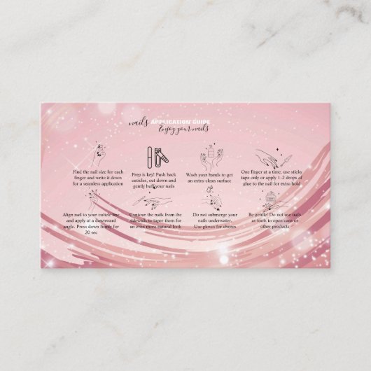 ピンクモダン金ゴールド水彩爪、 ネイル応用ガイド 名刺 (正面)