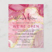 ピンクモダン金ゴールド水彩色アルコールインクアート チラシ (裏面)