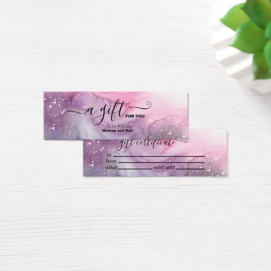 ピンクモダン金ゴールド水彩贈与証 (デスク)