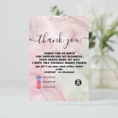 ピンクモダン金ゴールド水色サンキューカード サンキューカード (スタンド正面)