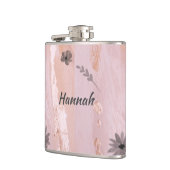 ピンクモダン金ゴールド水色フローラ フラスク (左)