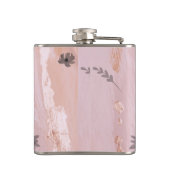 ピンクモダン金ゴールド水色フローラ フラスク (裏面)