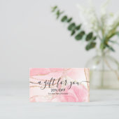 ピンクモダン金ゴールド水色割引カード 割引カード (スタンド正面)