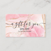 ピンクモダン金ゴールド水色割引カード 割引カード (正面)