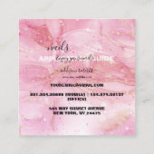 ピンクモダン金ゴールド水色爪、 ネイル用途 スクエア名刺 (裏面)