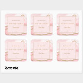 ピンクモダン金ゴールド瑪瑙の大理石キャンドル製品ラベル スクエアシール (シート)