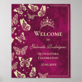ピンクモダン金ゴールド15th誕生日キンセアニェラウェルカム ポスター (正面)