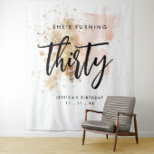 ピンクモダン金ゴールド30th Birthday Backdropバナー タペストリー (インサイチュ)